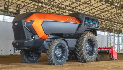 Kubota išbando autonominį vandenilio kuro elementų traktorių
