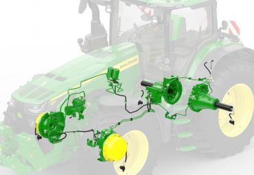 Jonh Deere 8R jau su padangų slėgio kontrolės sistema